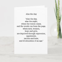 Alas the day poetry card