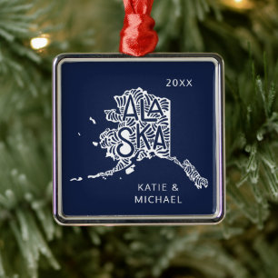 Alaska   Add Your Name & Year Metal Ornament