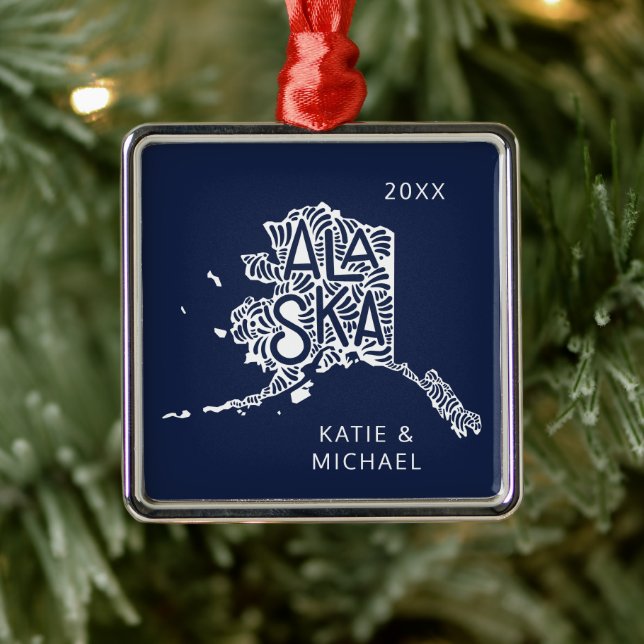 Alaska | Add Your Name & Year Metal Ornament (Tree)