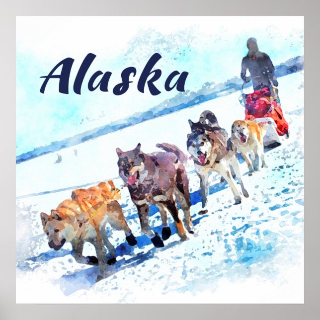 Alaska (AK) A sled dog team - Travel Poster (Front)