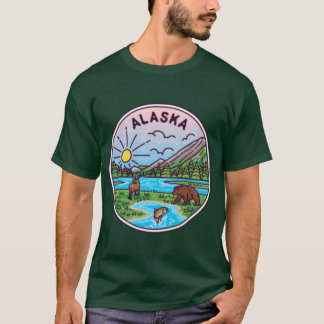 Alaska AK Illustrated Badge Retro Vintage Nature O T-Shirt