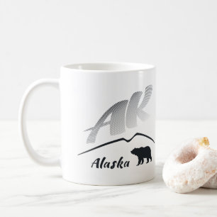 Alaska (AK) Kodiak brown bear - Black Logo Coffee Mug