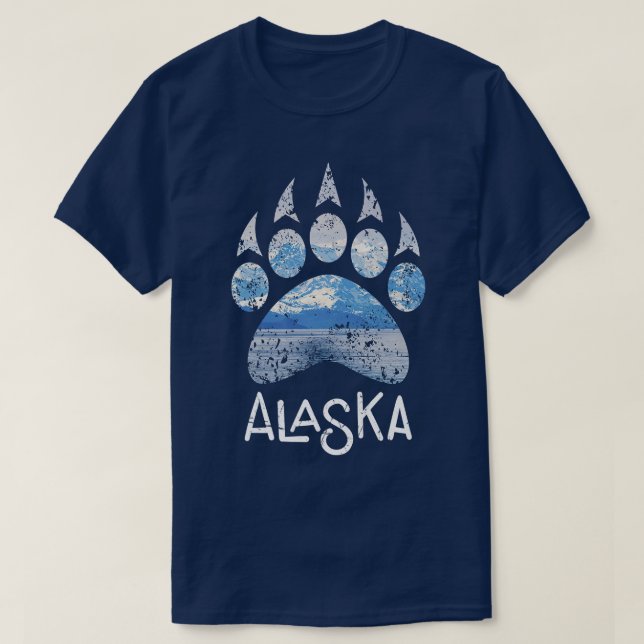 Alaska Alaskan Wildlife Bear Paw Aurora Borealis P T-Shirt (Design Front)