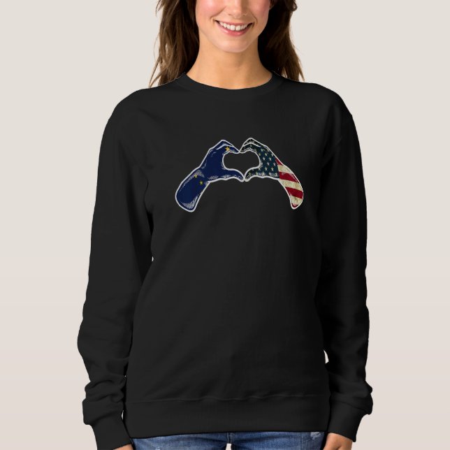 Alaska American USA Flag  USA Alaskan Heartbeat Sweatshirt (Front)