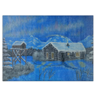 Alaska Aurora Cabin Cutting Board