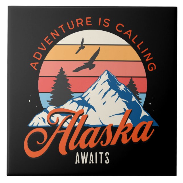 Alaska Awaits! Ceramic Tile (Front)