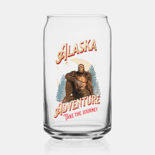 Alaska Bigfoot Adventure Retro Wilderness Art Can Glass