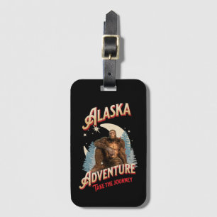 Alaska Bigfoot Adventure Retro Wilderness Art Luggage Tag