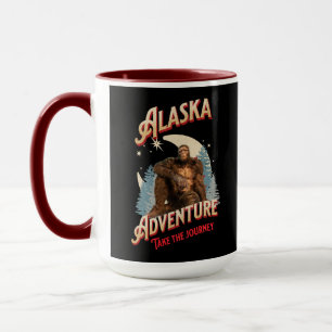 Alaska Bigfoot Adventure Retro Wilderness Art Mug