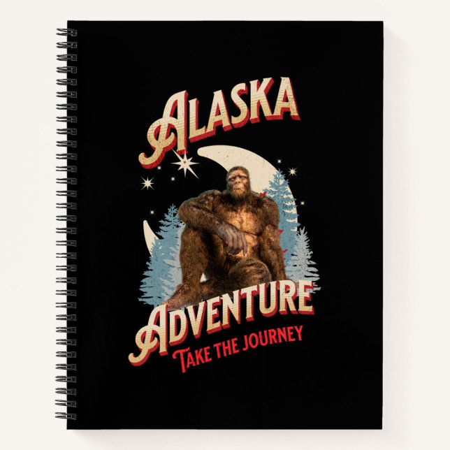 Alaska Bigfoot Adventure Retro Wilderness Art Notebook (Front)