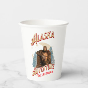 Alaska Bigfoot Adventure Retro Wilderness Art Paper Cups