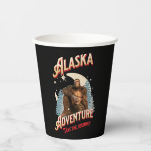 Alaska Bigfoot Adventure Retro Wilderness Art Paper Cups
