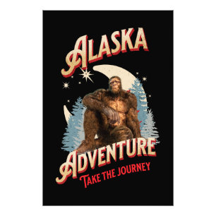 Alaska Bigfoot Adventure Retro Wilderness Art Photo Print