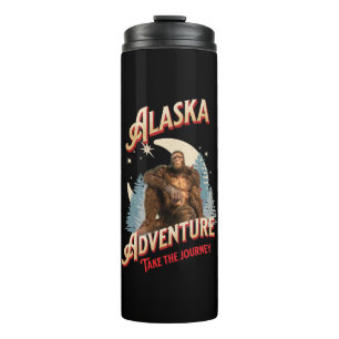 Alaska Bigfoot Adventure Retro Wilderness Art Thermal Tumbler