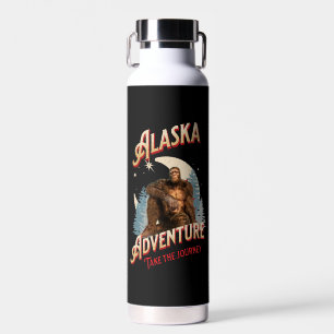 Alaska Bigfoot Adventure Retro Wilderness Art Water Bottle