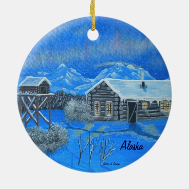 Alaska Bush Homestead Ceramic Tree Decoration (Back)