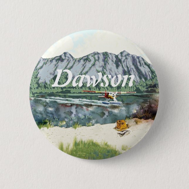 Alaska Bush Plane And Fishing Travel 6 Cm Round Badge (Front)