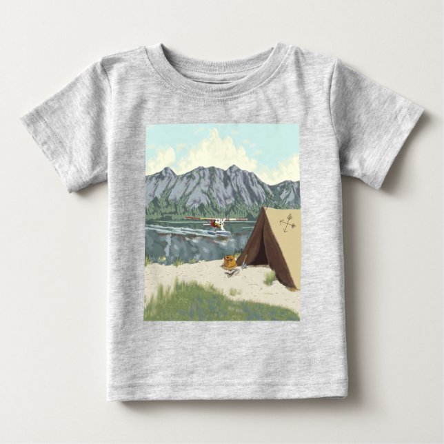Alaska Bush Plane And Fishing Travel Baby T-Shirt (Front)