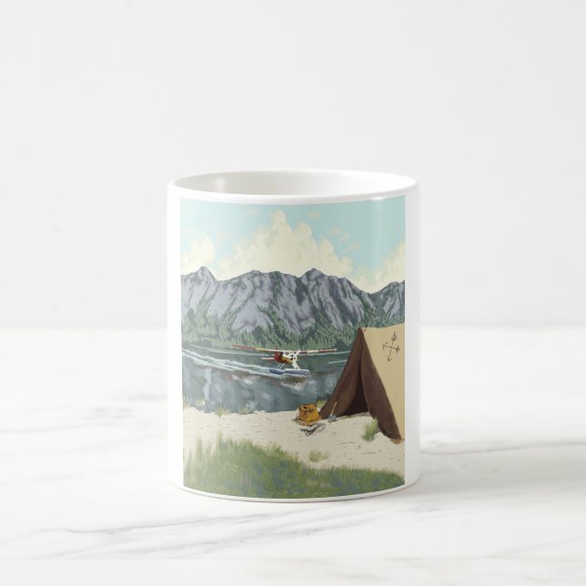 Alaska Bush Plane And Fishing Travel Coffee Mug (Center)