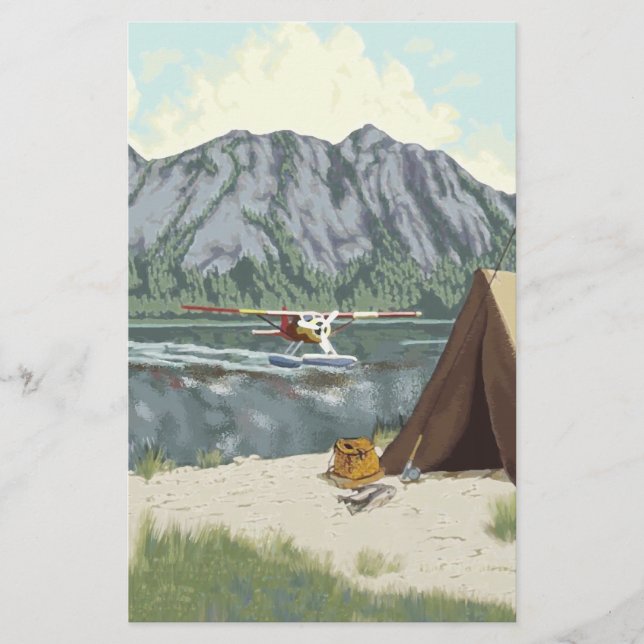 Alaska Bush Plane And Fishing Travel Stationery (Front)
