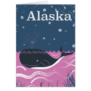 Alaska Cartoon vintage whale travel poster