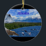 Alaska Ceramic Ornament<br><div class="desc">A combination of photos from various area's of Alaksa. Includes Denali National Park. Holgate Glacier in Kenai Fjords National Park. Humpback Whales, Orca's & Sea Lions from Kenai Fjords National Park. Looking for more prints or products? Feel free to visit my store: http://www.zazzle.com/timelessmomentsphtgy This photo was taken by Jennifer White...</div>