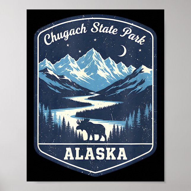 Alaska chugach state park moose mountain river poster (Front)