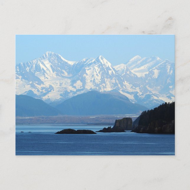 Alaska Coast Mountains Ocean Photo Postcard (Front)
