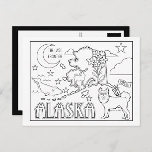 alaska colour me collage postcard