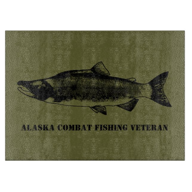 Alaska Combat Fishing Veteran Cutting Board (Front)