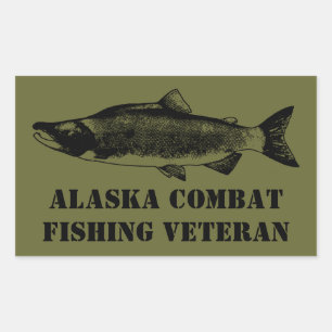 Alaska Combat Fishing Veteran Rectangular Sticker
