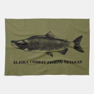 Alaska Combat Fishing Veteran Tea Towel