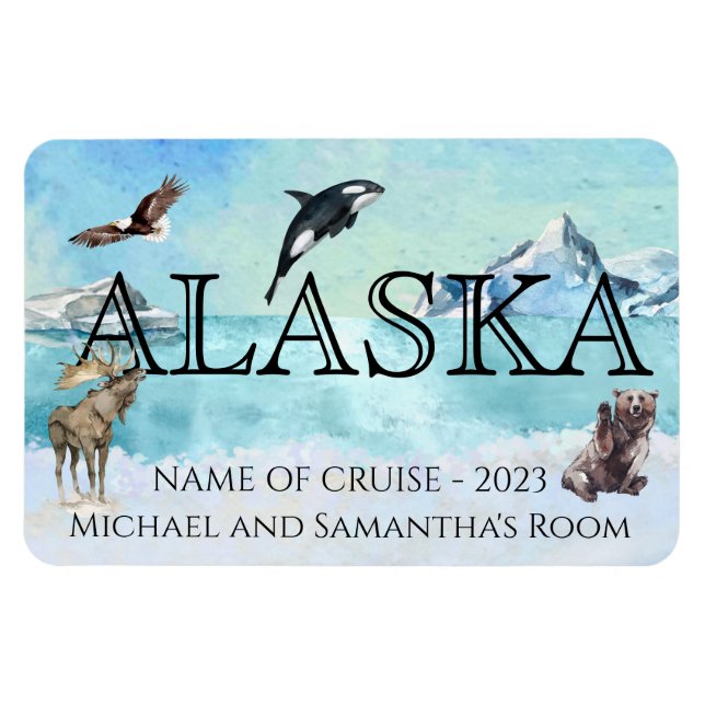 Alaska Cruise Cruising Custom Bear Moose Large Magnet (Horizontal)
