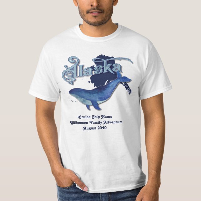 Alaska Cruise Family Vacation Whale Monogram T-Shirt (Front)
