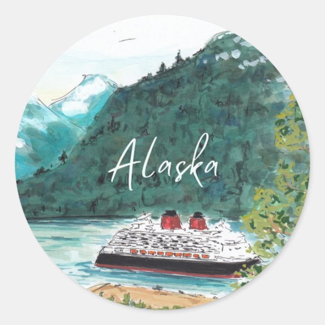 Alaska Cruise Ship Classic Round Sticker (Front)