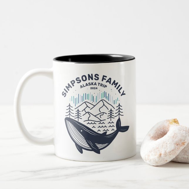 Alaska Cruise Trip Custom Family Matching Group  Two-Tone Coffee Mug (With Donut)