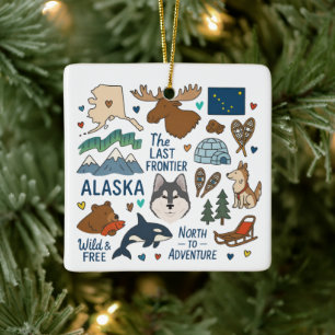 Alaska Custom Family Trip Keepsake Christmas Ceramic Ornament