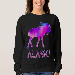 Alaska Day Moose Aurora Borealis At Night Sweatshirt
