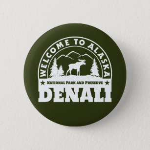 Alaska. Denali National Park and Preserve 6 Cm Round Badge