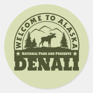 Alaska. Denali National Park and Preserve Classic Round Sticker