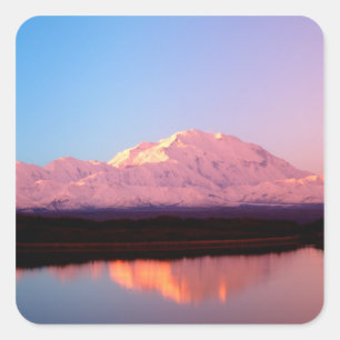 Alaska, Denali National Park, Mt. McKinley at Square Sticker