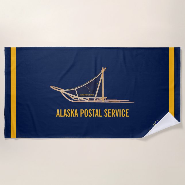 Alaska Dog Sled Postal Carrier Beach Towel (Front)