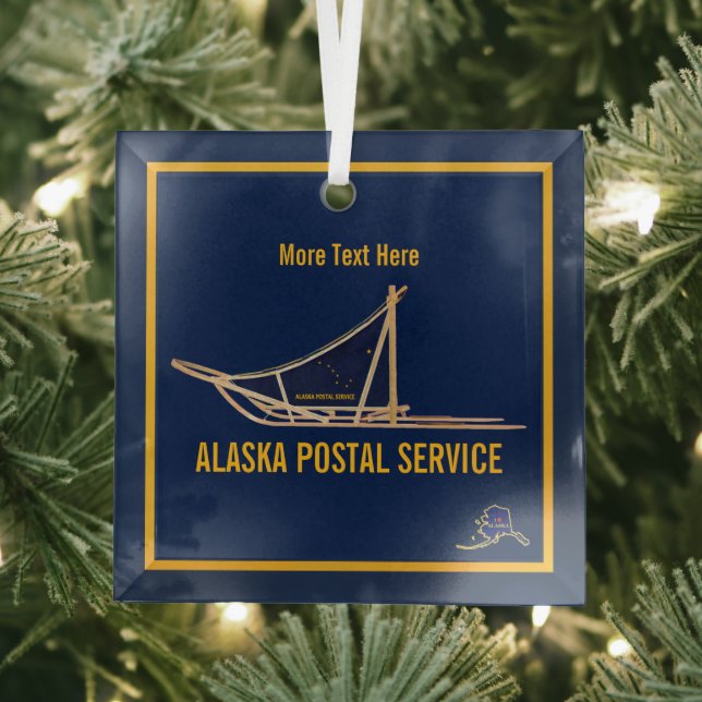 Alaska Dog Sled Postal Carrier Glass Tree Decoration (Insitu)