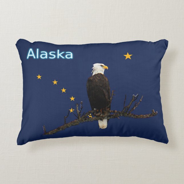 Alaska Eagle And Flag Decorative Cushion (Front)