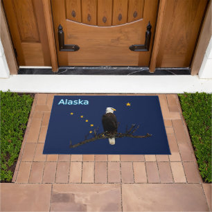 Alaska Eagle And Flag Doormat