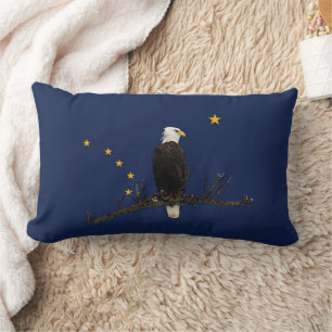 Alaska Eagle And Flag Lumbar Cushion