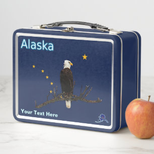 Alaska Eagle And Flag Metal Lunch Box