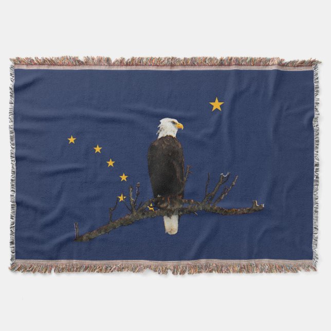 Alaska Eagle And Flag Throw Blanket (Front)