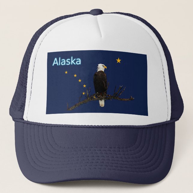 Alaska Eagle And Flag Trucker Hat (Front)