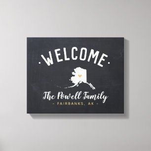 Alaska Family Monogram Welcome Sign